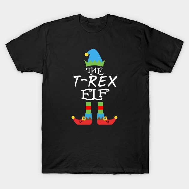 The t rex Elf Matching Family Group Christmas Party SANTA T-Shirt by CareTees